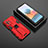 Funda Bumper Silicona y Plastico Mate Carcasa con Magnetico Soporte KC1 para Xiaomi Redmi Note 10 Pro Max Rojo