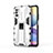 Funda Bumper Silicona y Plastico Mate Carcasa con Magnetico Soporte KC1 para Xiaomi Redmi Note 10T 5G Plata