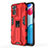 Funda Bumper Silicona y Plastico Mate Carcasa con Magnetico Soporte KC1 para Xiaomi Redmi Note 11S 4G Rojo