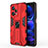 Funda Bumper Silicona y Plastico Mate Carcasa con Magnetico Soporte KC1 para Xiaomi Redmi Note 12 Pro 5G Rojo