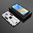 Funda Bumper Silicona y Plastico Mate Carcasa con Magnetico Soporte KC1 para Xiaomi Redmi Note 9S Plata