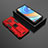Funda Bumper Silicona y Plastico Mate Carcasa con Magnetico Soporte KC1 para Xiaomi Redmi Note 9S Rojo