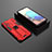 Funda Bumper Silicona y Plastico Mate Carcasa con Magnetico Soporte KC2 para Samsung Galaxy A71 5G Rojo