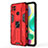 Funda Bumper Silicona y Plastico Mate Carcasa con Magnetico Soporte KC2 para Xiaomi POCO C3 Rojo