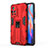 Funda Bumper Silicona y Plastico Mate Carcasa con Magnetico Soporte KC2 para Xiaomi Poco M4 Pro 5G Rojo