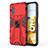 Funda Bumper Silicona y Plastico Mate Carcasa con Magnetico Soporte KC2 para Xiaomi Poco M5 4G Rojo
