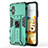 Funda Bumper Silicona y Plastico Mate Carcasa con Magnetico Soporte KC2 para Xiaomi Poco M5 4G Verde