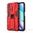 Funda Bumper Silicona y Plastico Mate Carcasa con Magnetico Soporte KC2 para Xiaomi Redmi 10 (2022) Rojo