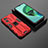 Funda Bumper Silicona y Plastico Mate Carcasa con Magnetico Soporte KC2 para Xiaomi Redmi 11 Prime 5G Rojo