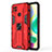 Funda Bumper Silicona y Plastico Mate Carcasa con Magnetico Soporte KC2 para Xiaomi Redmi 9 Activ Rojo