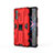 Funda Bumper Silicona y Plastico Mate Carcasa con Magnetico Soporte KC2 para Xiaomi Redmi K40 Gaming 5G Rojo