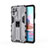 Funda Bumper Silicona y Plastico Mate Carcasa con Magnetico Soporte KC2 para Xiaomi Redmi Note 10S 4G Gris