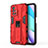 Funda Bumper Silicona y Plastico Mate Carcasa con Magnetico Soporte KC2 para Xiaomi Redmi Note 11 4G (2021) Rojo