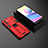 Funda Bumper Silicona y Plastico Mate Carcasa con Magnetico Soporte KC2 para Xiaomi Redmi Note 11 SE 5G Rojo