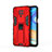 Funda Bumper Silicona y Plastico Mate Carcasa con Magnetico Soporte KC2 para Xiaomi Redmi Note 9 Pro Max Rojo