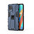 Funda Bumper Silicona y Plastico Mate Carcasa con Magnetico Soporte KC3 para Realme 8 5G Azul