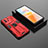 Funda Bumper Silicona y Plastico Mate Carcasa con Magnetico Soporte KC3 para Vivo iQOO Neo6 SE 5G Rojo