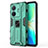 Funda Bumper Silicona y Plastico Mate Carcasa con Magnetico Soporte KC3 para Vivo iQOO Z6 Pro 5G Verde