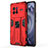 Funda Bumper Silicona y Plastico Mate Carcasa con Magnetico Soporte KC3 para Vivo X80 5G Rojo