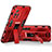 Funda Bumper Silicona y Plastico Mate Carcasa con Magnetico Soporte KC3 para Xiaomi Poco M4 Pro 5G Rojo