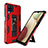 Funda Bumper Silicona y Plastico Mate Carcasa con Magnetico Soporte MQ1 para Samsung Galaxy A12 Nacho Rojo