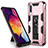 Funda Bumper Silicona y Plastico Mate Carcasa con Magnetico Soporte MQ1 para Samsung Galaxy A30S Oro Rosa