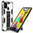 Funda Bumper Silicona y Plastico Mate Carcasa con Magnetico Soporte MQ1 para Samsung Galaxy M31 Prime Edition Plata
