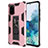 Funda Bumper Silicona y Plastico Mate Carcasa con Magnetico Soporte MQ1 para Samsung Galaxy S20 Plus Oro Rosa