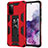 Funda Bumper Silicona y Plastico Mate Carcasa con Magnetico Soporte MQ1 para Samsung Galaxy S20 Rojo