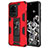 Funda Bumper Silicona y Plastico Mate Carcasa con Magnetico Soporte MQ1 para Samsung Galaxy S20 Ultra Rojo