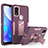 Funda Bumper Silicona y Plastico Mate Carcasa con Magnetico Soporte para Motorola Moto G Pure Morado