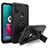 Funda Bumper Silicona y Plastico Mate Carcasa con Magnetico Soporte para Motorola Moto G10 Power Negro