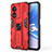 Funda Bumper Silicona y Plastico Mate Carcasa con Magnetico Soporte para Oppo A1 5G Rojo