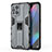 Funda Bumper Silicona y Plastico Mate Carcasa con Magnetico Soporte para Oppo Find X3 Pro 5G Gris