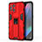 Funda Bumper Silicona y Plastico Mate Carcasa con Magnetico Soporte para Oppo Find X3 Pro 5G Rojo