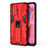 Funda Bumper Silicona y Plastico Mate Carcasa con Magnetico Soporte para Oppo Reno6 Lite Rojo