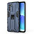 Funda Bumper Silicona y Plastico Mate Carcasa con Magnetico Soporte para Oppo Reno6 Pro 5G India Azul