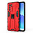 Funda Bumper Silicona y Plastico Mate Carcasa con Magnetico Soporte para Oppo Reno6 Pro 5G India Rojo