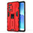 Funda Bumper Silicona y Plastico Mate Carcasa con Magnetico Soporte para Oppo Reno6 Pro 5G Rojo