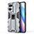 Funda Bumper Silicona y Plastico Mate Carcasa con Magnetico Soporte para Oppo Reno7 Pro 5G Gris