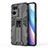 Funda Bumper Silicona y Plastico Mate Carcasa con Magnetico Soporte para Oppo Reno7 Pro 5G Negro