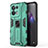 Funda Bumper Silicona y Plastico Mate Carcasa con Magnetico Soporte para Oppo Reno9 5G Verde