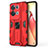 Funda Bumper Silicona y Plastico Mate Carcasa con Magnetico Soporte para Oppo Reno9 Pro+ Plus 5G Rojo