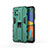 Funda Bumper Silicona y Plastico Mate Carcasa con Magnetico Soporte para Samsung Galaxy F52 5G Verde