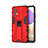 Funda Bumper Silicona y Plastico Mate Carcasa con Magnetico Soporte para Samsung Galaxy M32 5G Rojo