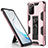 Funda Bumper Silicona y Plastico Mate Carcasa con Magnetico Soporte para Samsung Galaxy Note 20 5G Oro Rosa