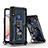 Funda Bumper Silicona y Plastico Mate Carcasa con Magnetico Soporte Q01W para Samsung Galaxy A10s Azul