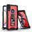 Funda Bumper Silicona y Plastico Mate Carcasa con Magnetico Soporte Q01W para Samsung Galaxy A10s Rojo