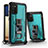 Funda Bumper Silicona y Plastico Mate Carcasa con Magnetico Soporte Q01W para Samsung Galaxy F02S SM-E025F Azul Cielo