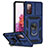 Funda Bumper Silicona y Plastico Mate Carcasa con Magnetico Soporte Q01W para Samsung Galaxy S20 FE 4G Azul